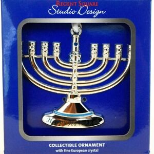 Happy Hanukkah Menorah Christmas Ornament By Connie N Randy NEW